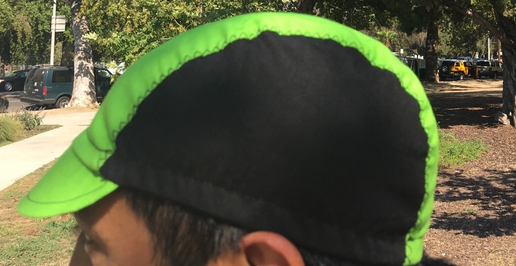 Cycling cap  BLACK & GREEN LIGHT one size 100% COTTON   handmade new