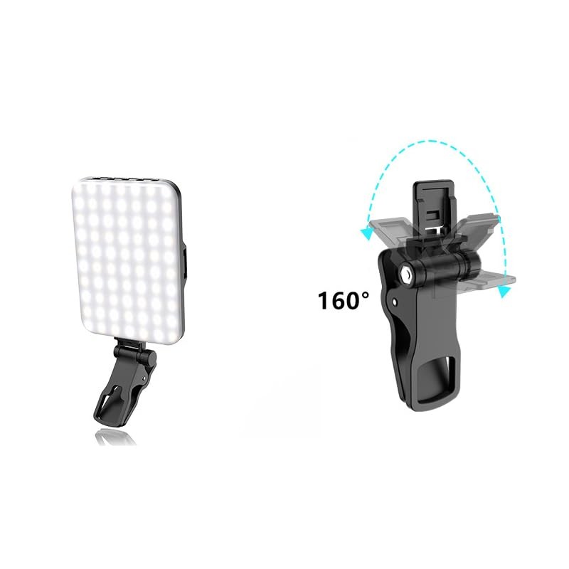2 Pack 60 LED Selfie Light Front Clip Replacement Phone Clip Holder Clamp