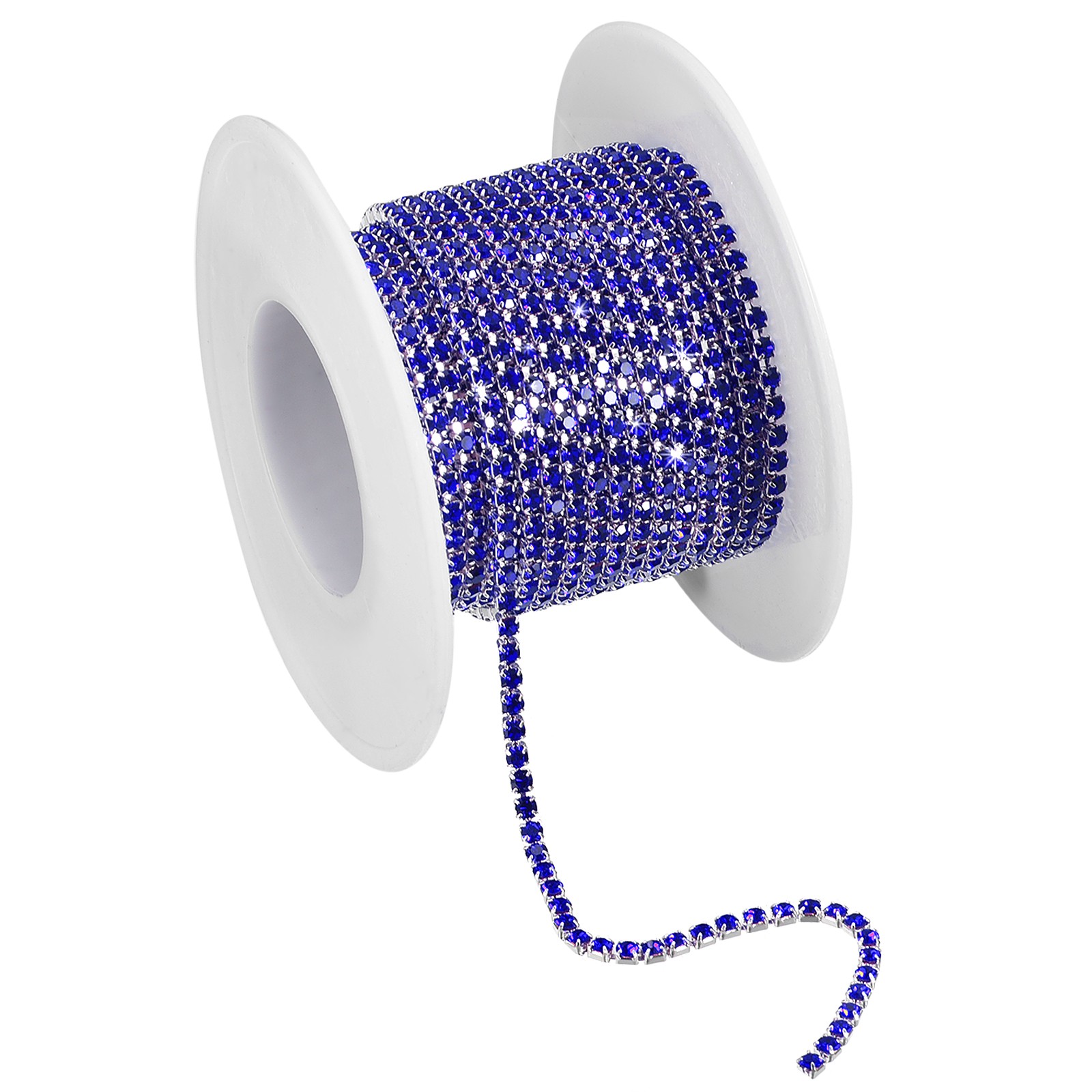 5.5 Yards Crystal Rhinestone Chain, 3mm Close Claw Chain Trim Sapphire