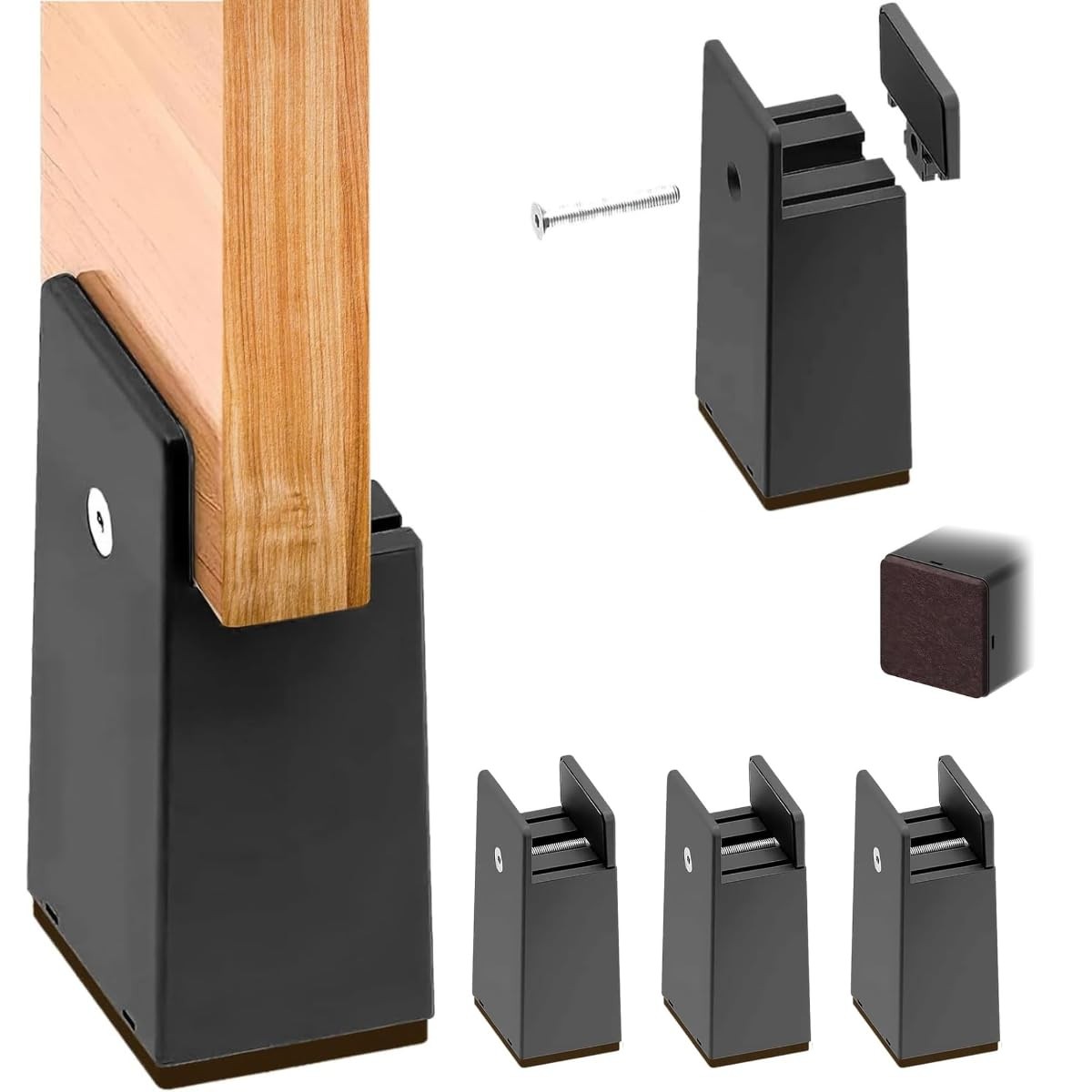 4 PCS Bed Risers Width Adjustment Furniture Lifts 10cm Fits 1037mm Support