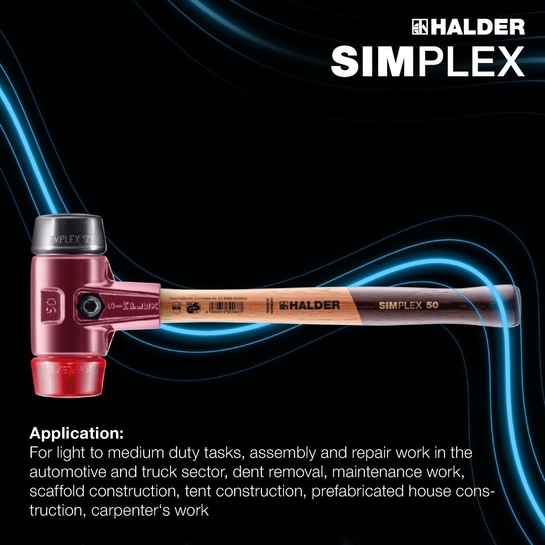 Halder 3026.040, Simplex Mallet with Black Rubber & Red Plastic Inserts,