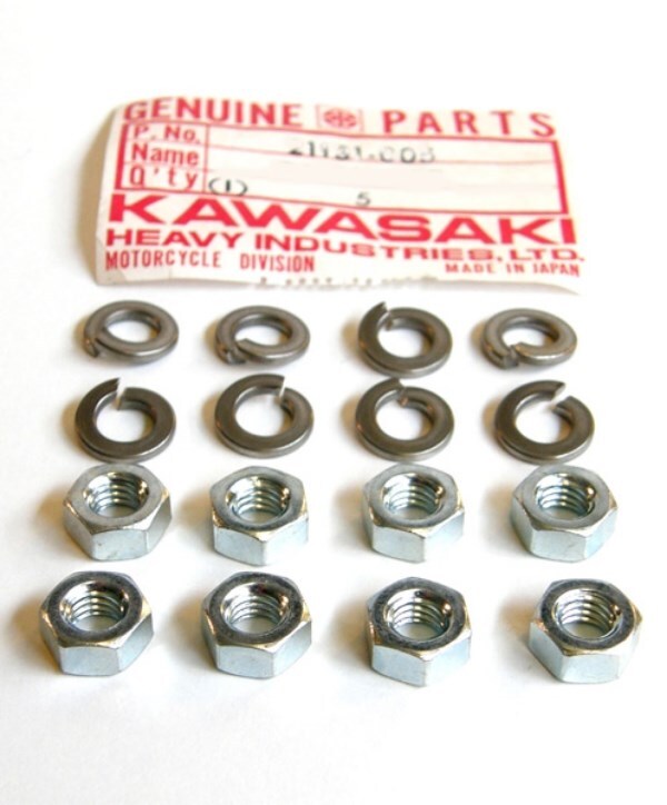Kawasaki Exhaust Muffler Nuts & Lock Washers Kit h1 z1 s1 s2 kz750 kz900 kz650