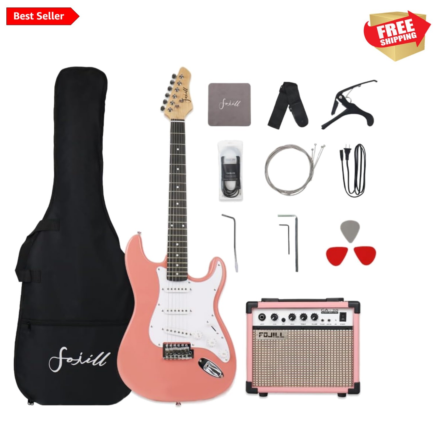 39 Inch Electric Guitar Kit Set Beginner Starter Combo Package Bundle 20W Amp...