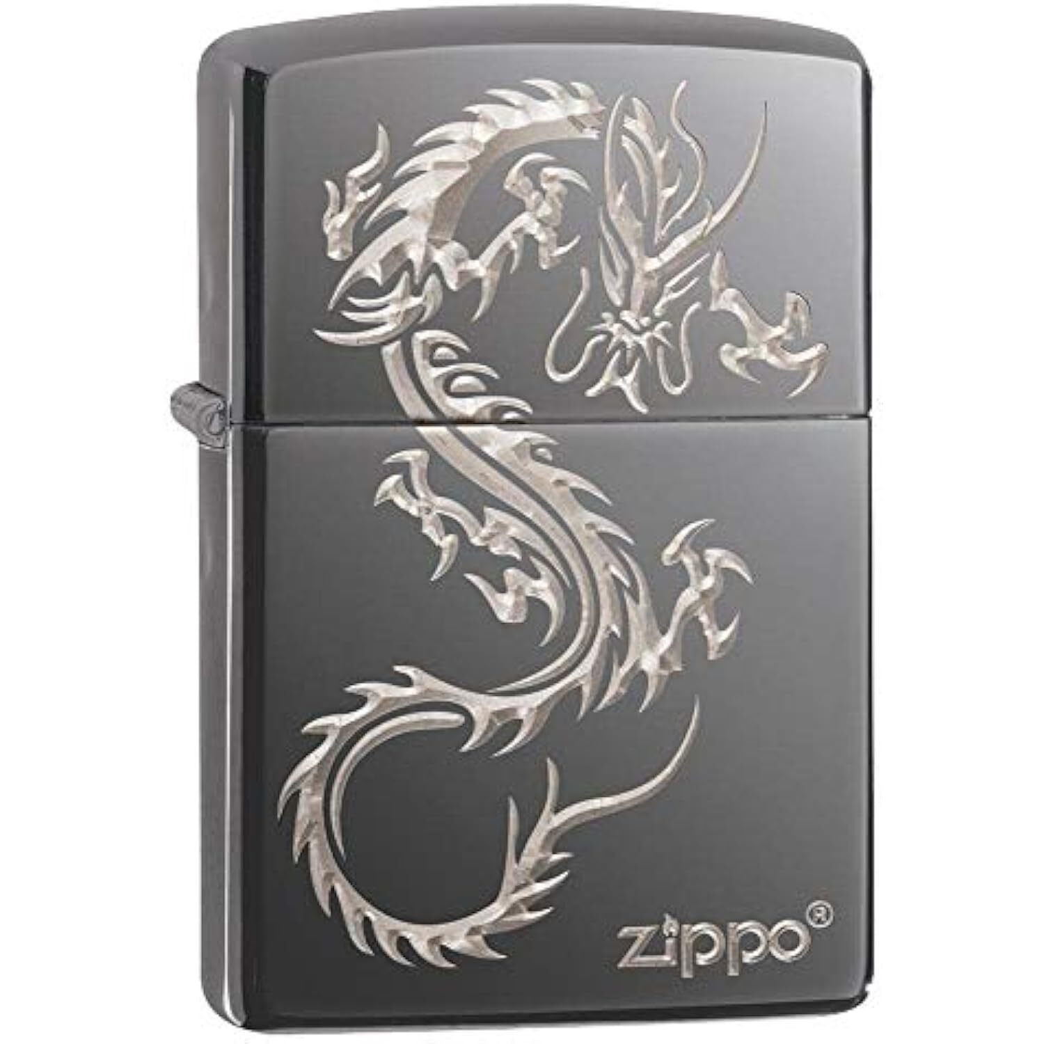 Zippo Chinese Dragon Design Black Ice Pocket Lighter, Black Ice Asian, 1 Count