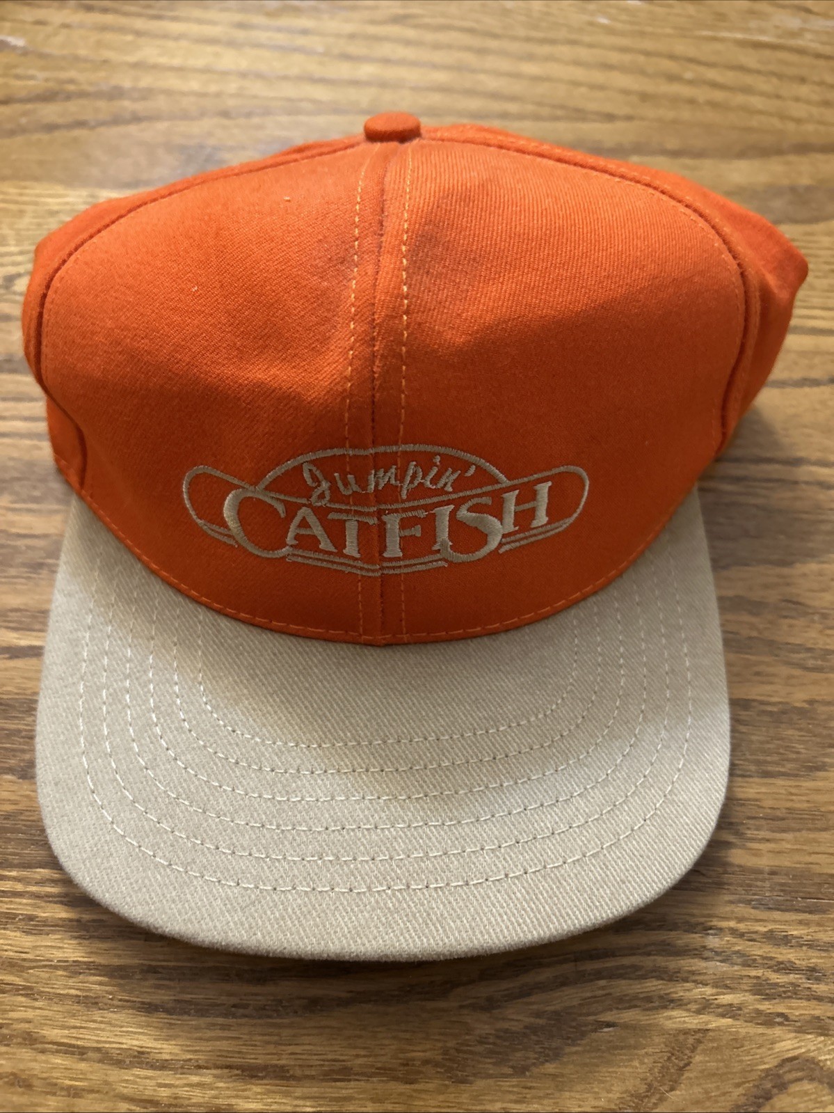 Jumpin Catfish Hat : Beige & Orange , Pre-Owned Cap