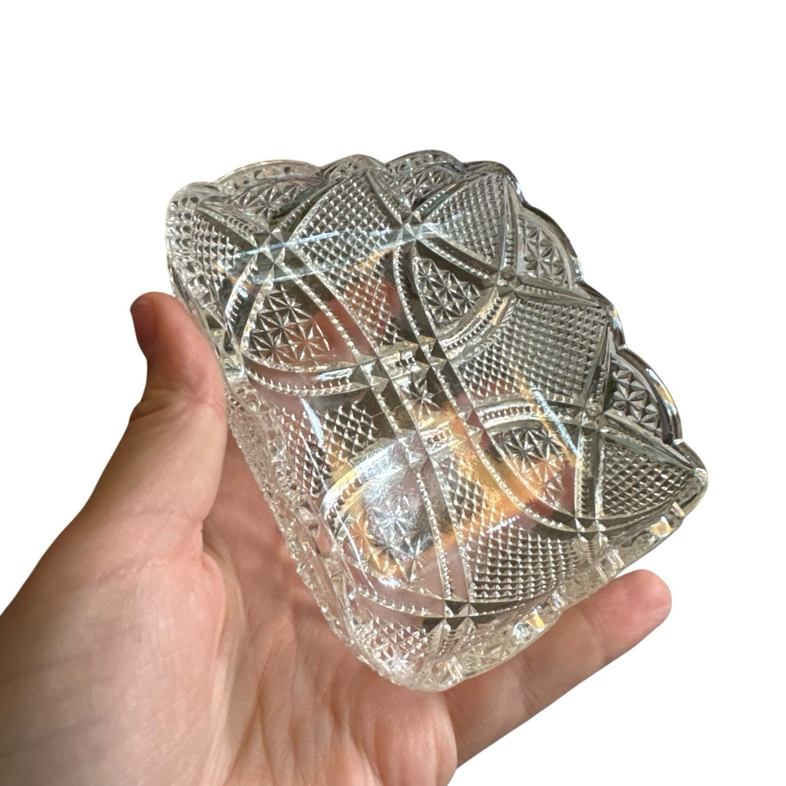 Vintage Etched Candy Dish Crystal Beautiful Design
