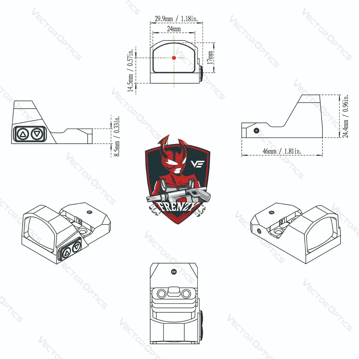 OPEN REFLEX RED DOT PISTOL SIGHT FOR PSA DAGGER DOCTOR SLIDE CUT 3MOA VECTOR