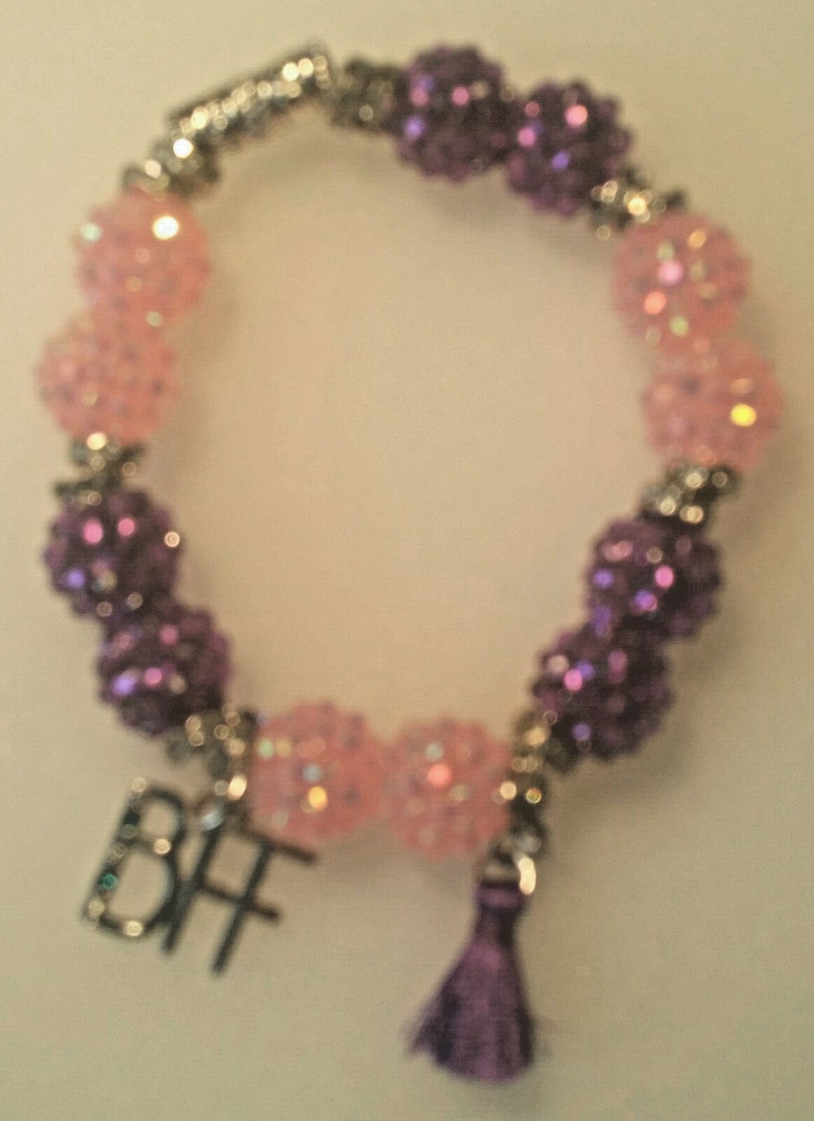 Friendship Inspired Beaded Bracelet - BFF and Tassel Charms - 8 inch-Unique