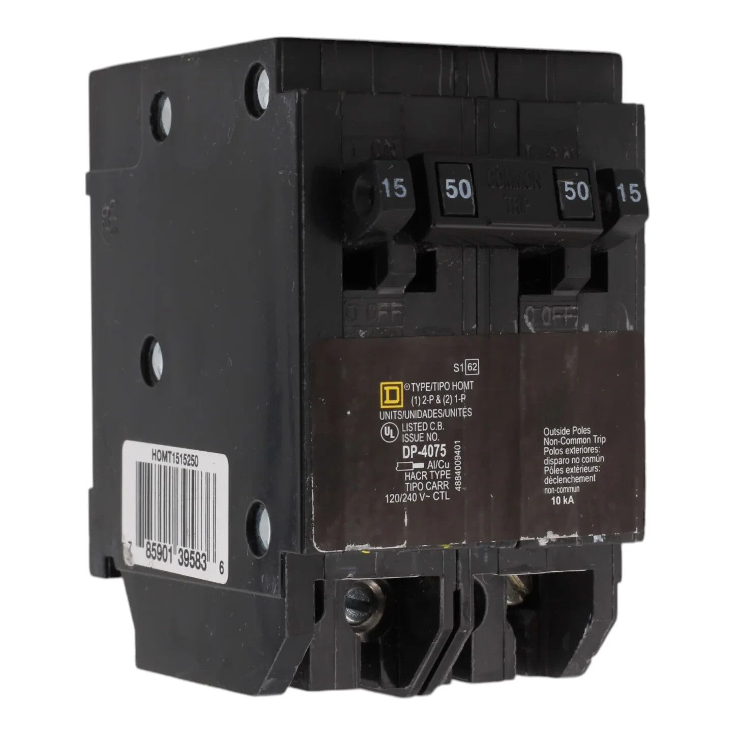 NEW Square D HOMT1515250 15/15/50 Amps 120/240 Volts Quad Tandem Circuit Breaker
