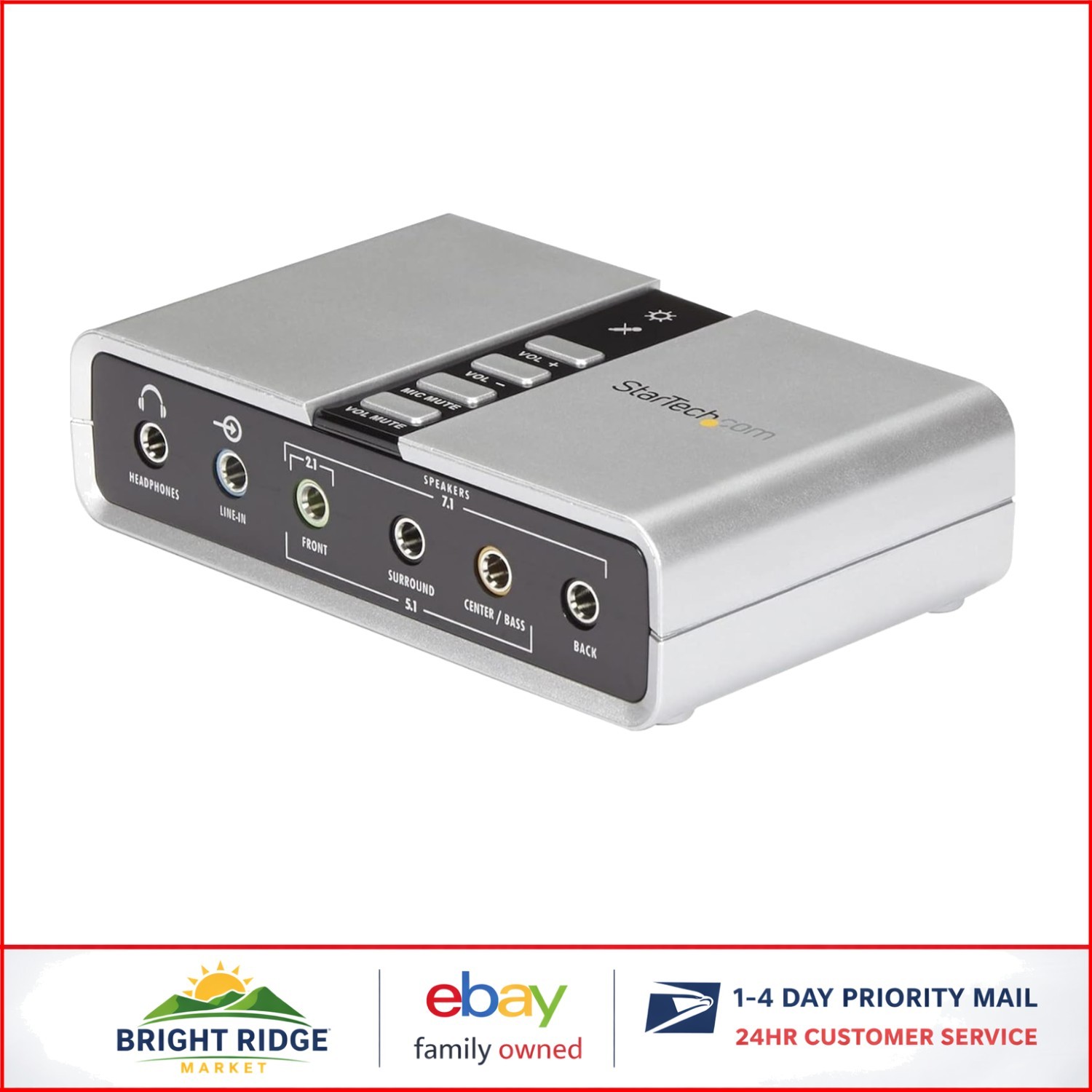 7.1 USB Audio Adapter for Surround Sound with Headphone and Microphone Ports