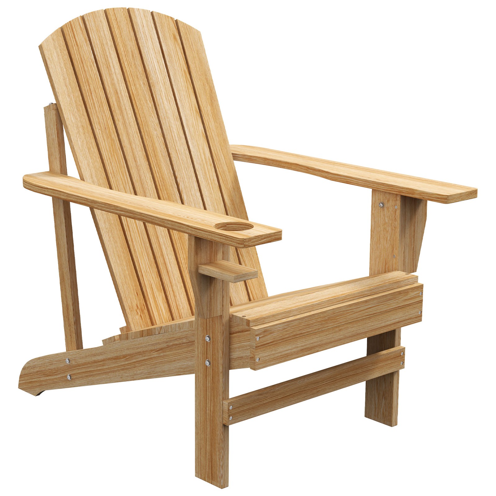 Wood Adirondack Chair, Wooden Outdoor & Patio Seating for Fire Pit, Natural