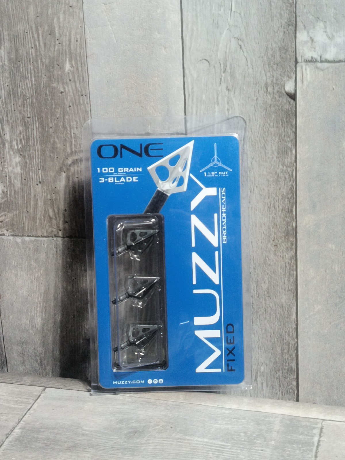 Muzzy One Fixed Broadheads 100 Grain 1-1/8 Cut 3-Blade 3-Pack M2 New Sealed Bow