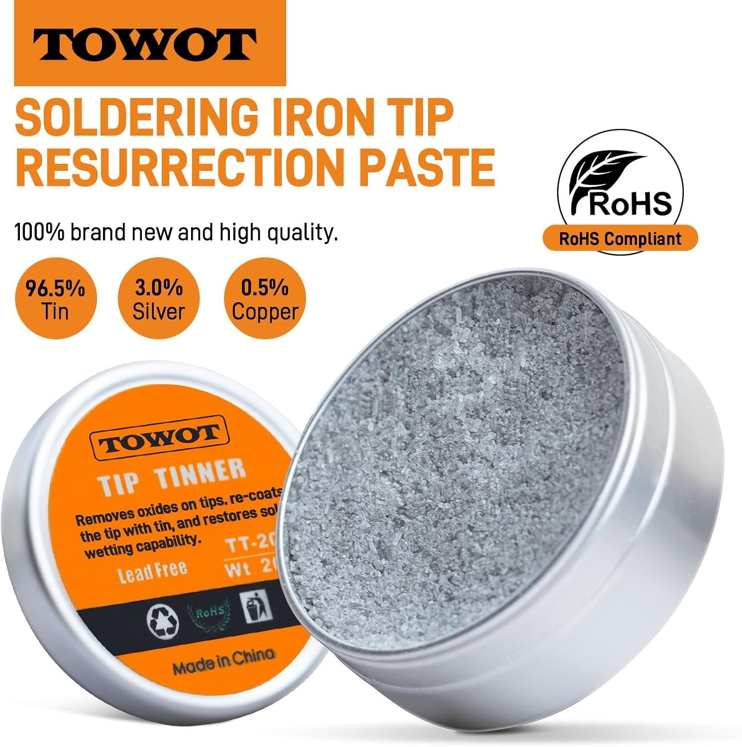 Tip Tinner For Electronics Soldering, Iron Tip and Re-Tinning Solution, Remov...