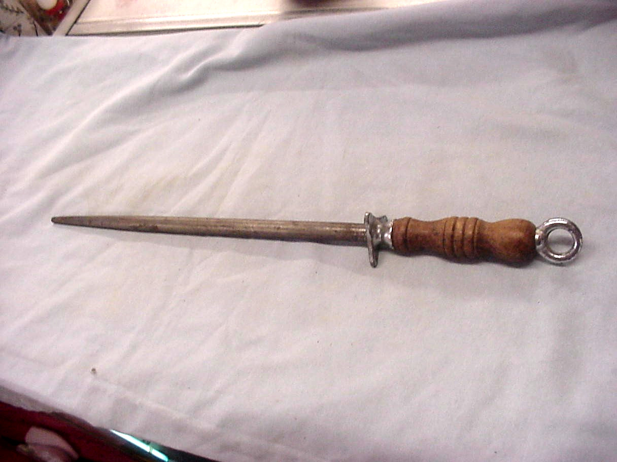 Vintage Case XX USA Made Big 20 3/8" Knife Sharpener Wood Handle Steel Rod