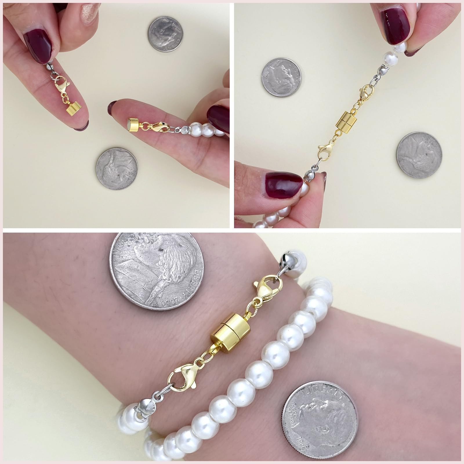 OHINGLT Magnetic Necklace Clasps and Closures with Double Lobster, Extra Strong