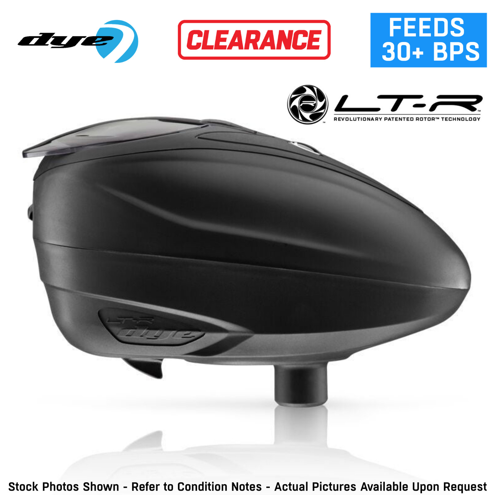 DYE LT-R Electronic Paintball Loader Hopper Black 30+ BPS Open Box Tested