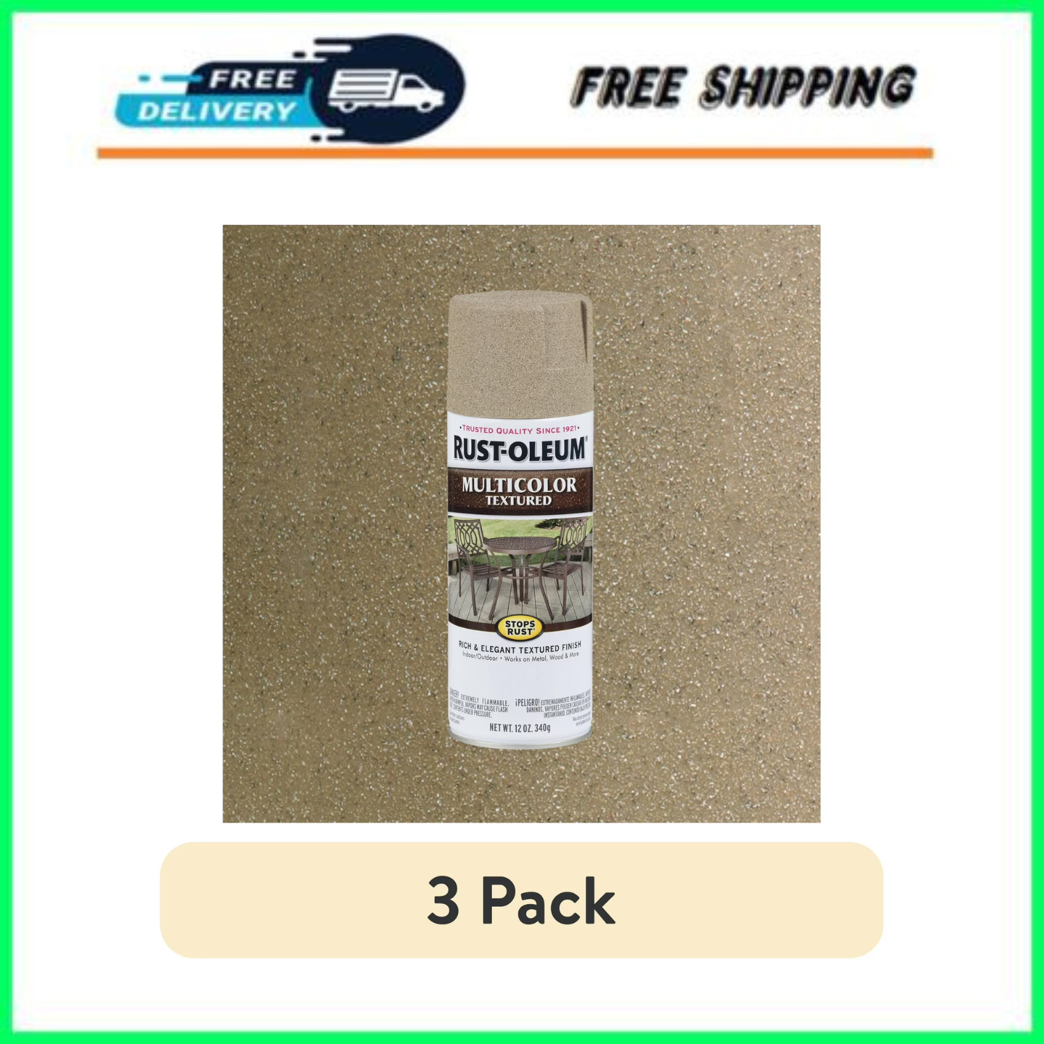 Rust-Oleum 223524 Desert Bisque Textured Spray Paint 12oz 3 Pack