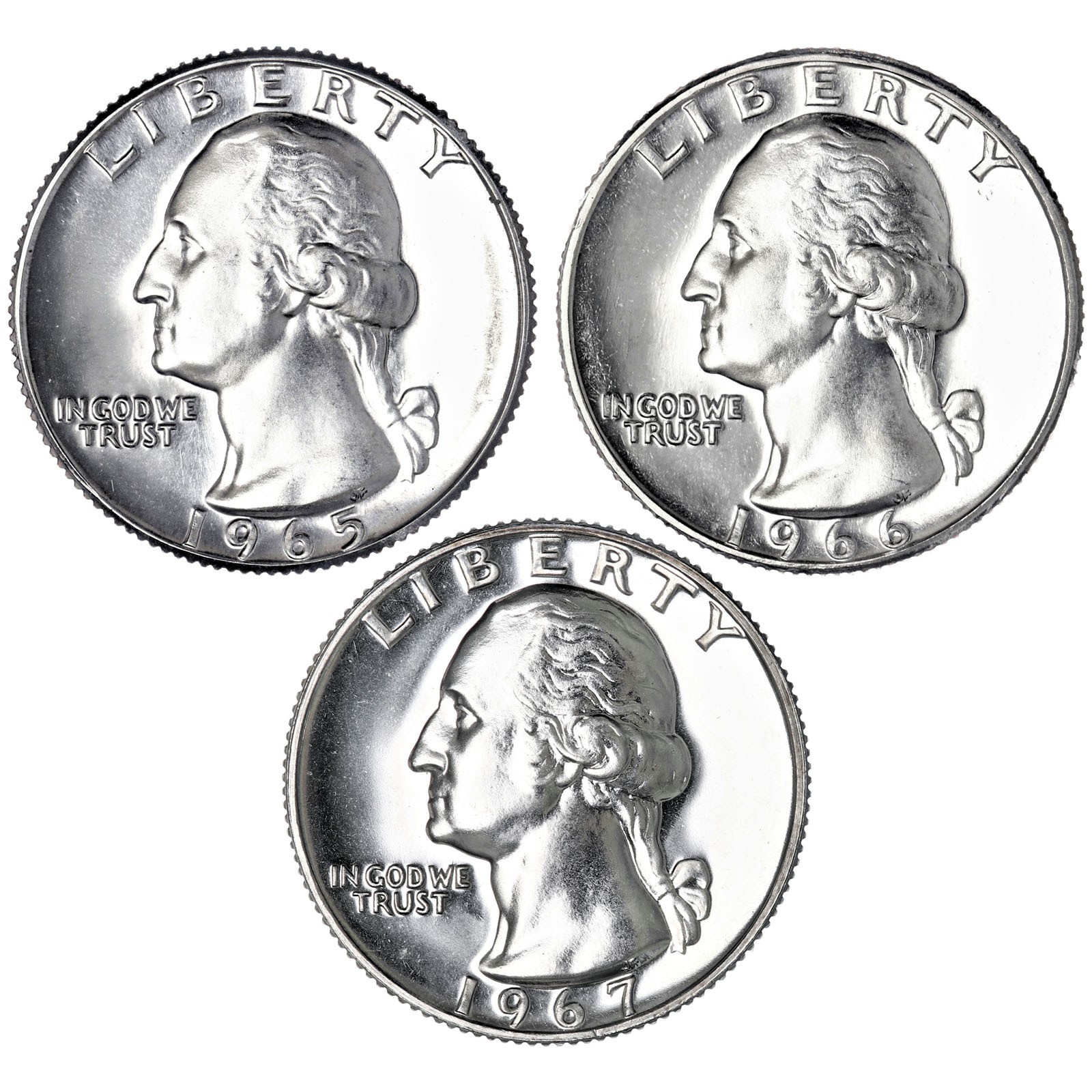 1965 1966 1967 SMS Washington Quarter Gem Run 3 Gem Special Mint Set US Coins