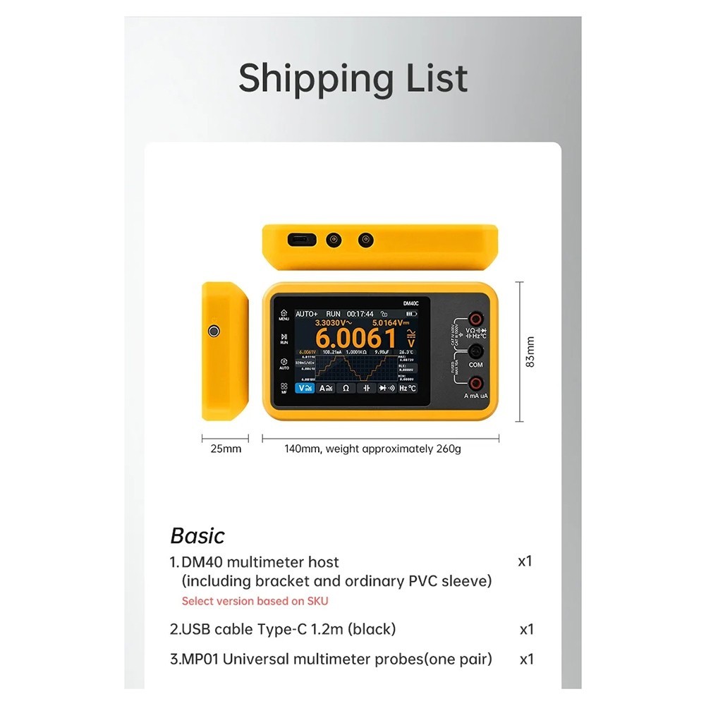 DM40 Digital Oscilloscope Multimeter Generator 50M Sample Rate Voltage8128 X