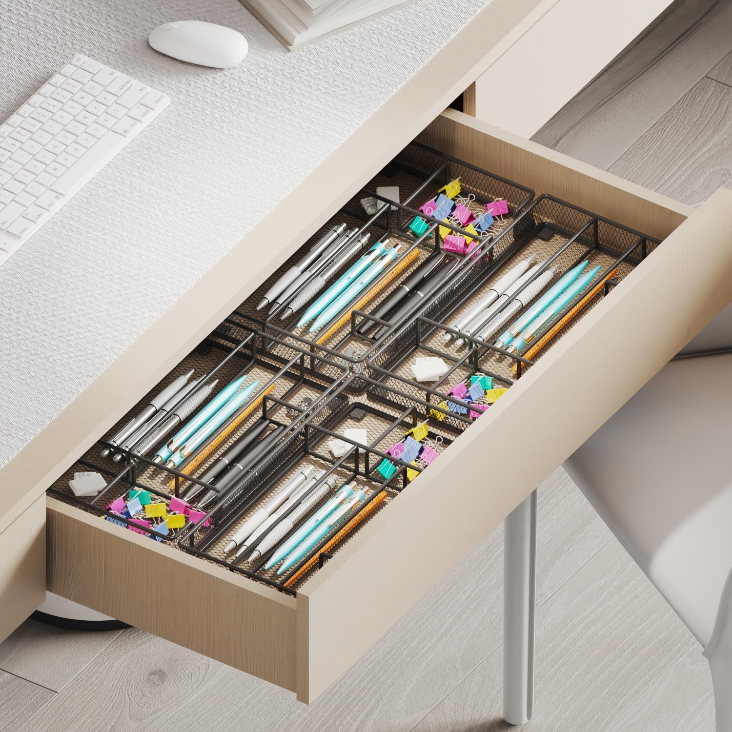 Black Desk Drawer Organizer Tray Office Workspace Storage Box For Tools