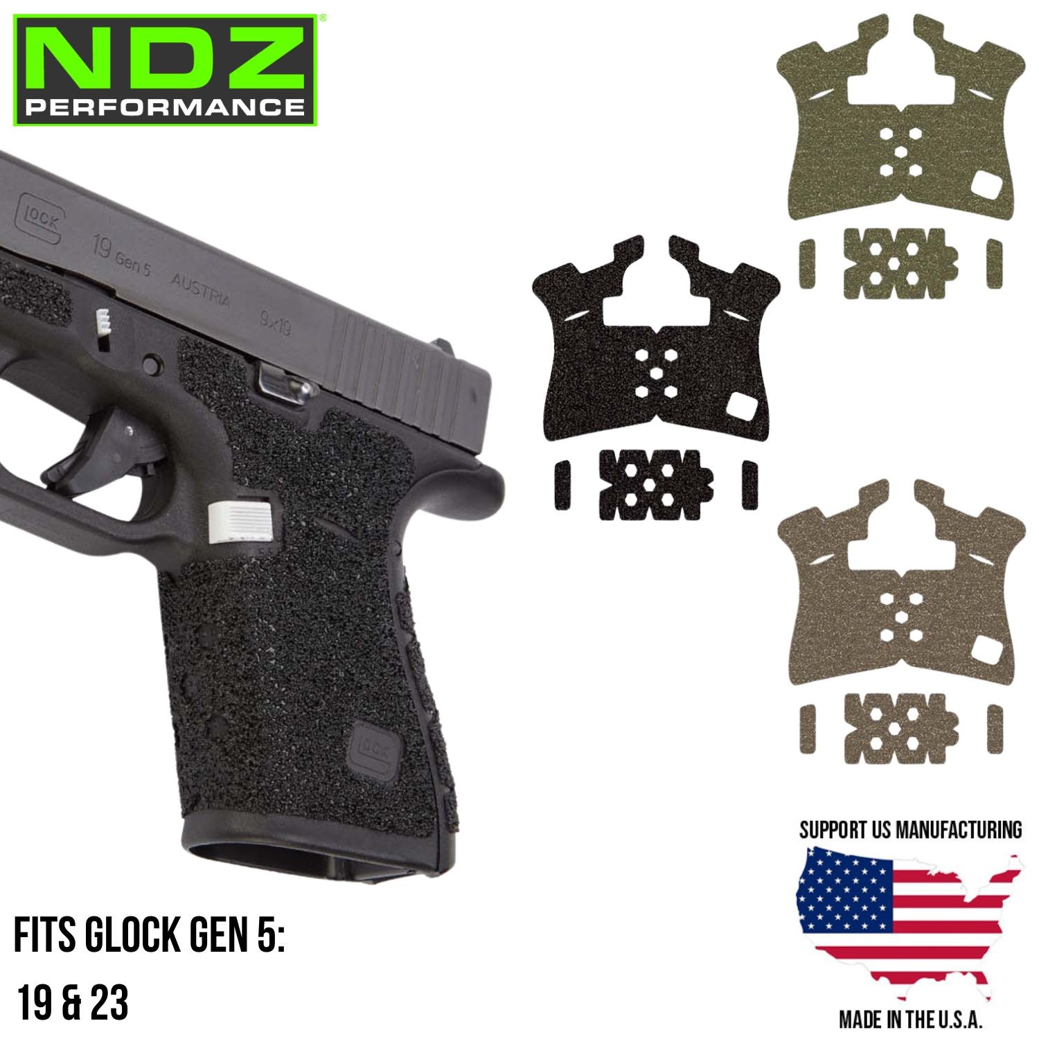 NDZ Glock Gen 5 19 23 PRO Grip Tape Enhanced Granulate Texture Wrap Around G19