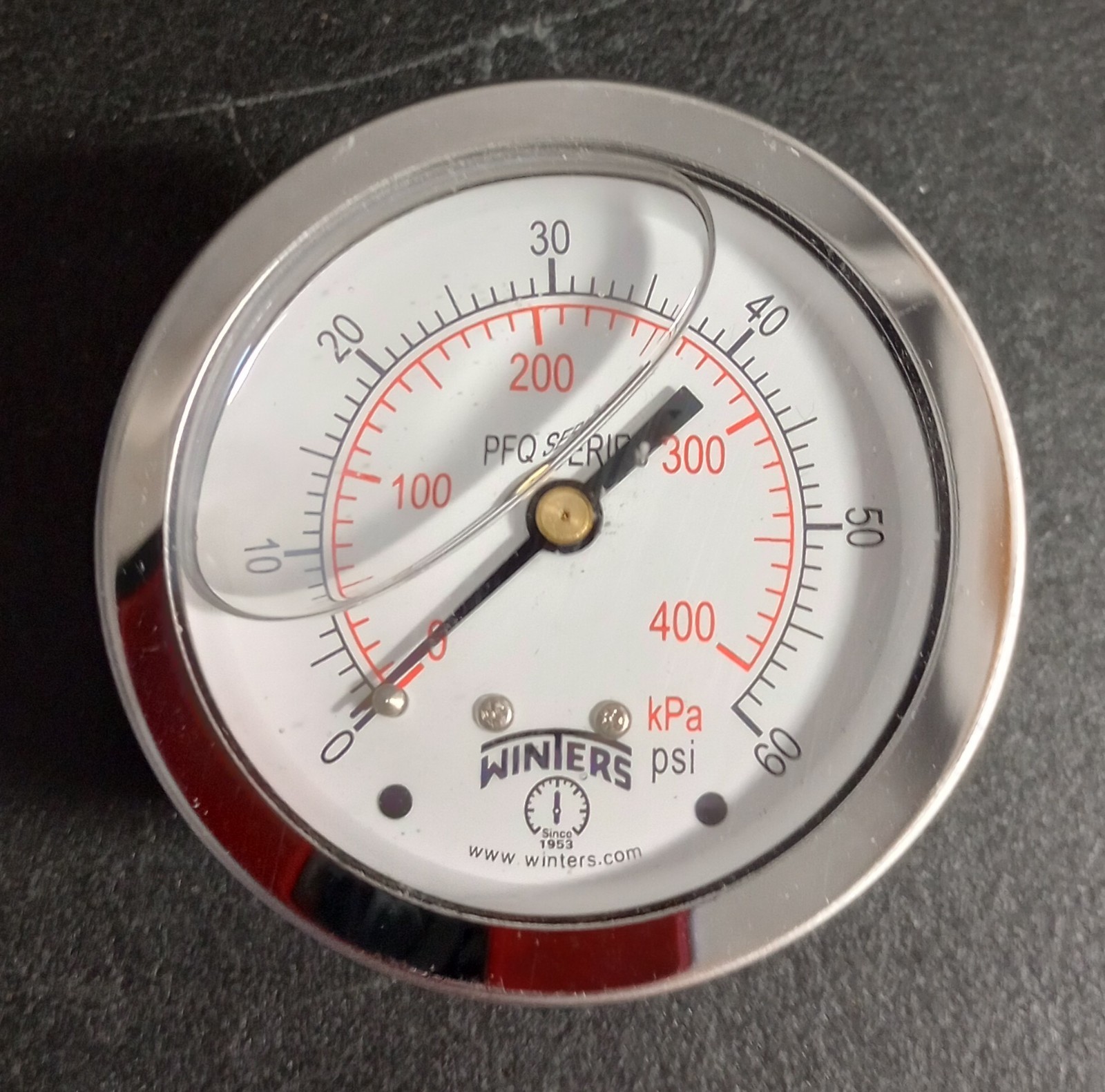 PFQ903 - Winters Liquid Filled Gauge 0-60 PSI - New