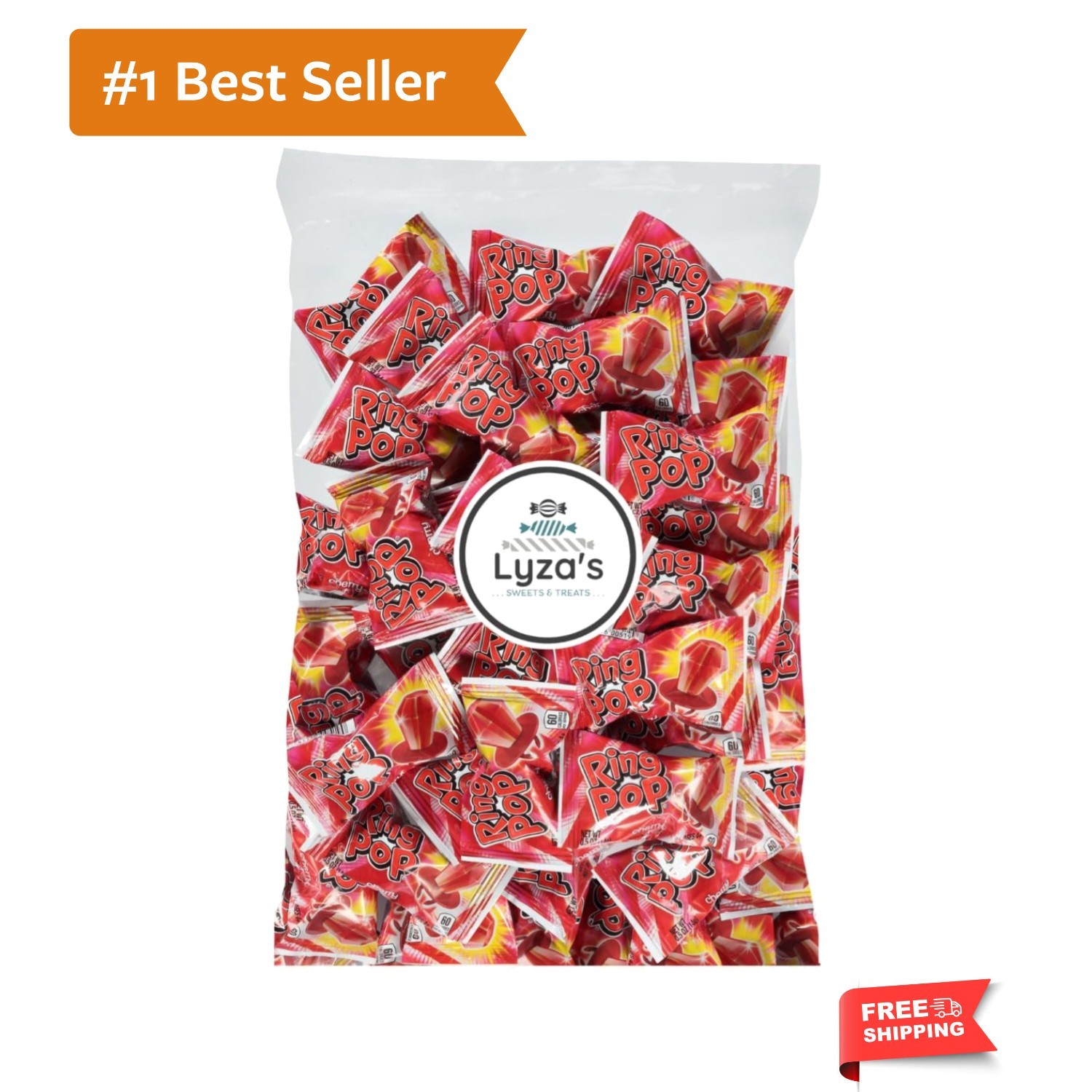 Ring Pop Colorfest - Pack of 10 - All Red - Cherry - .5 oz. Individually Wrap...