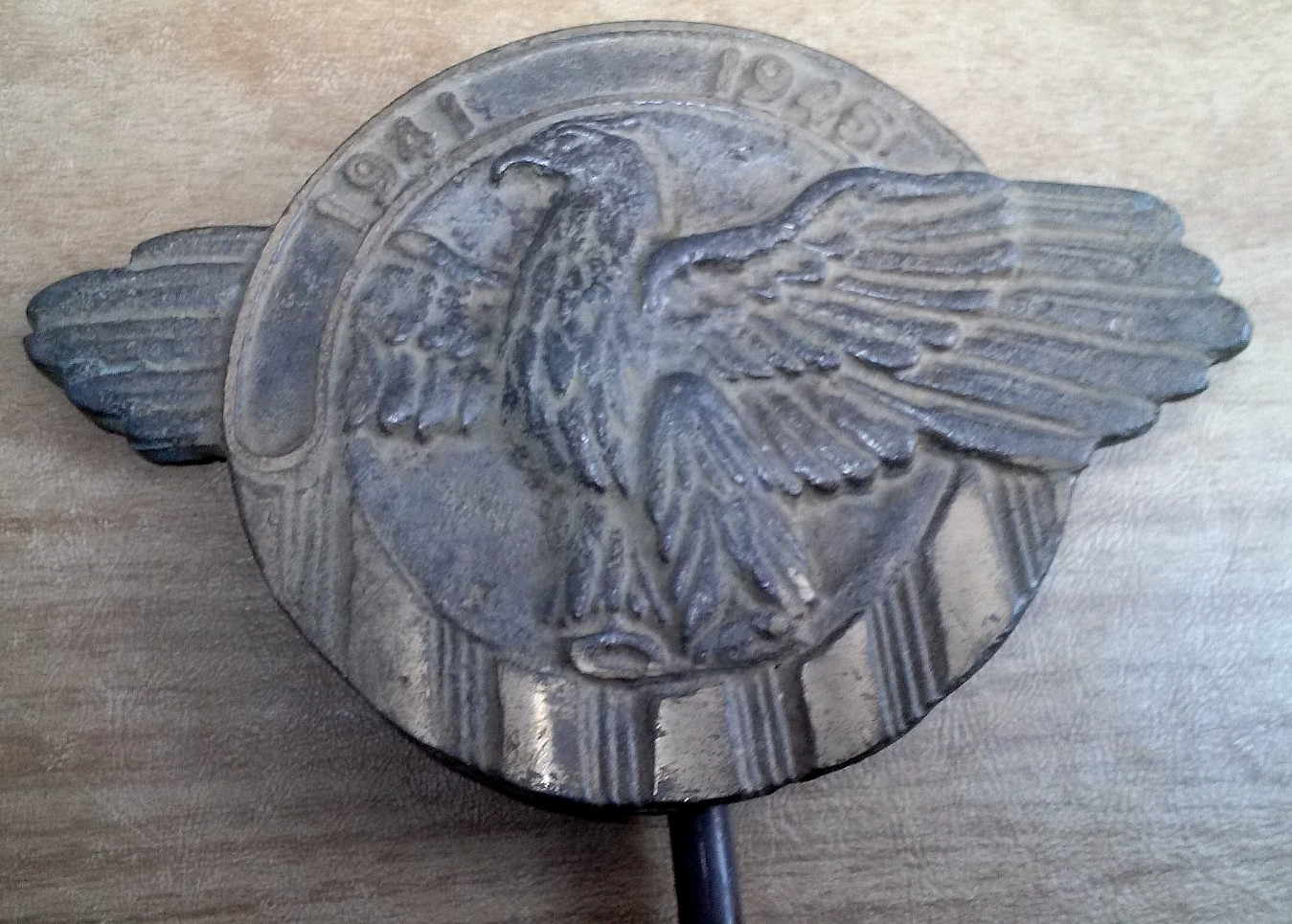 Veteran WWII Cast Iron Marker Flag Holder Eagle Luzerne County