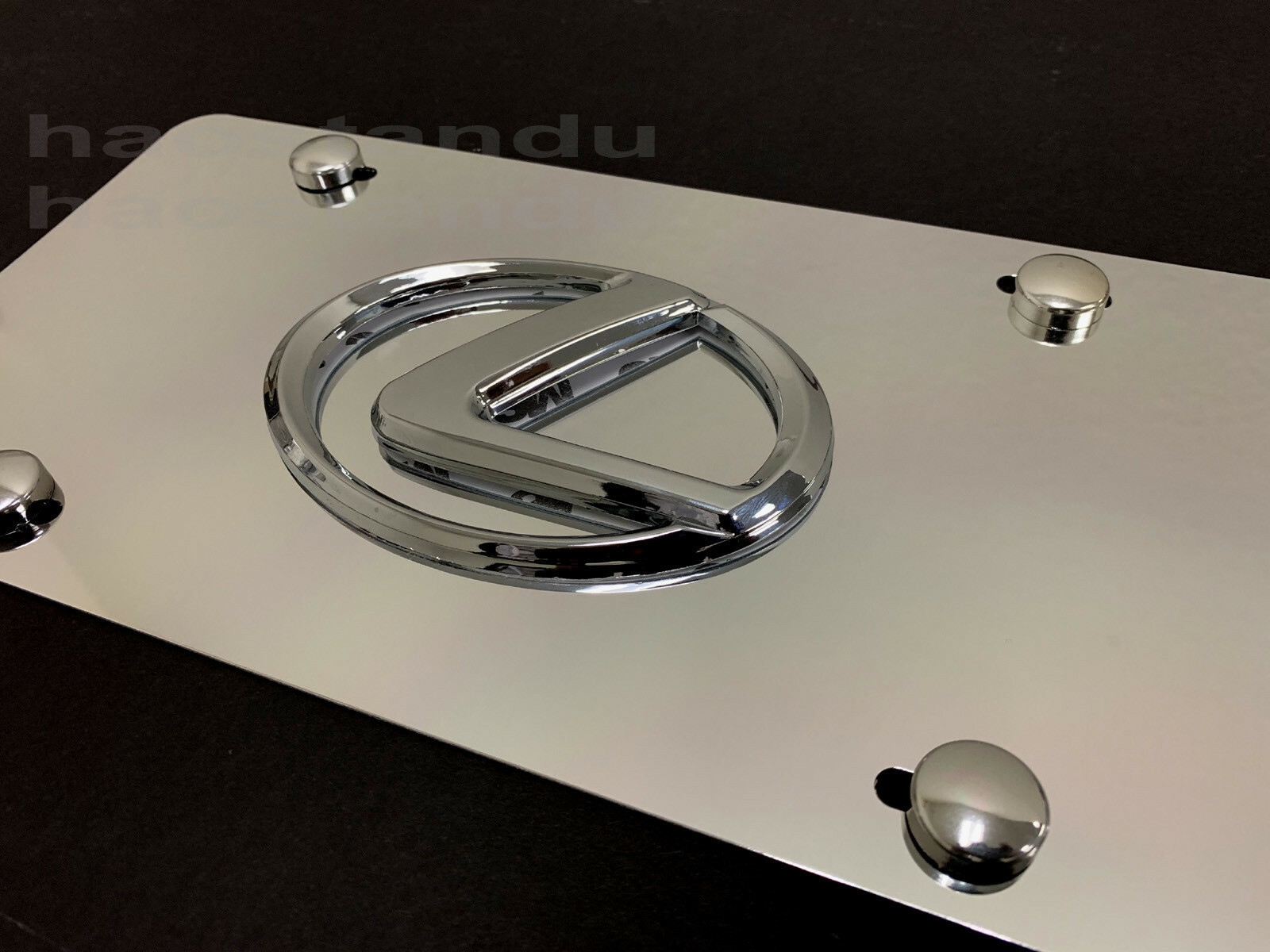 1x 3D "LexusEmblem Style" Aluminum Mirror CHROME Front Plate RUST FREE (logo)