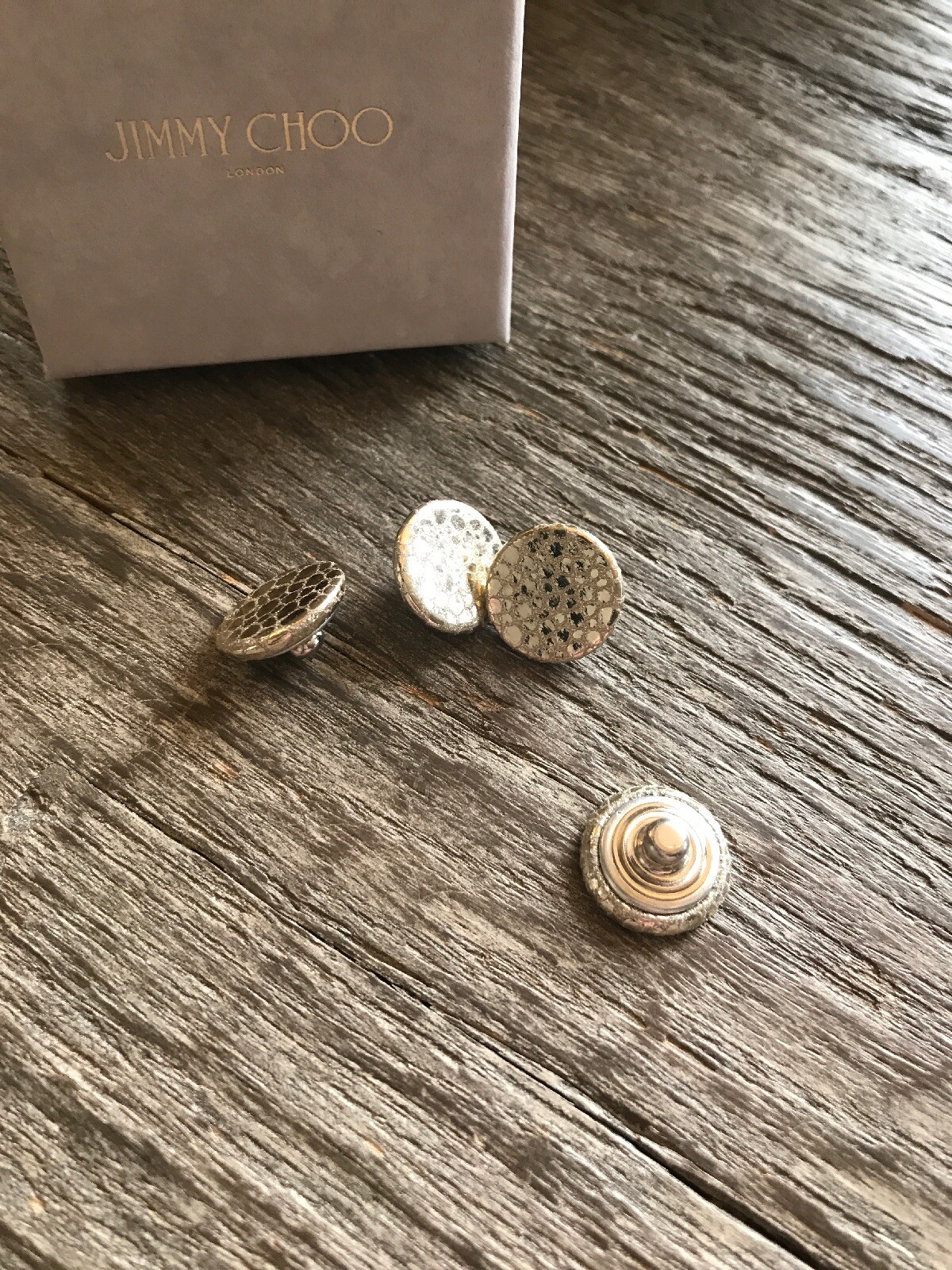 New Jimmy Choo Metallic Silver Snap On Buttons Replacement Button Electra X 2