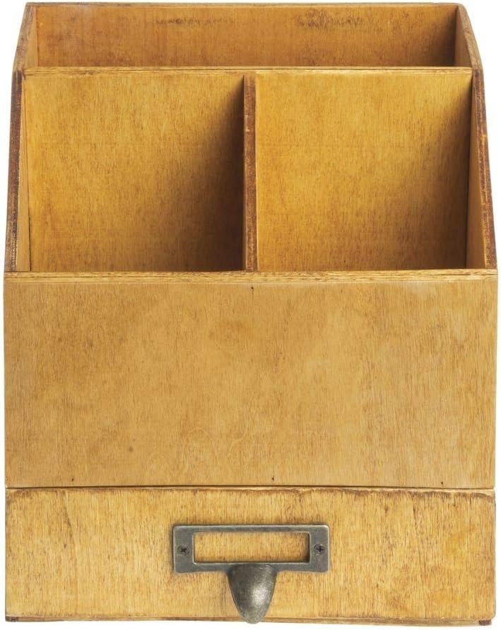 American Metalcraft PWC8 Poplar Wood Caddy with Drawer, Natural, 6 5/8-Inches