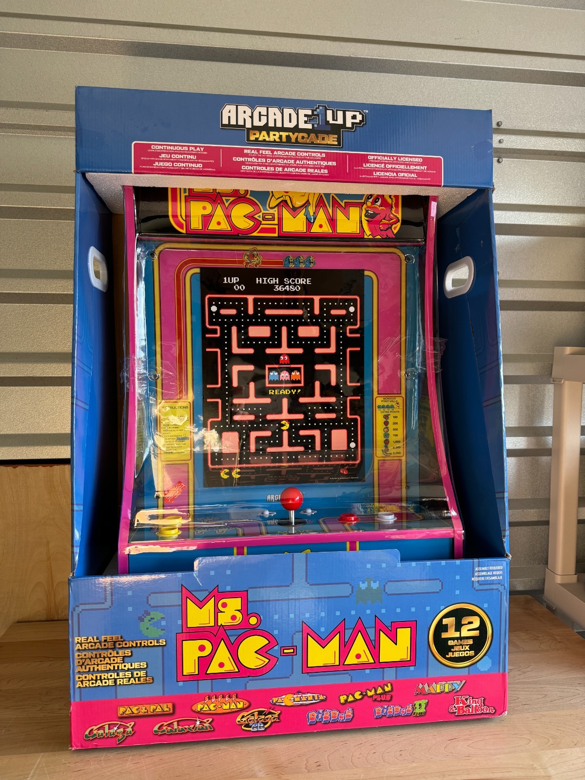 Arcade1Up Ms. PAC-MAN Partycade | 12 Arcade Games in 1 | LCD Color Display | NEW