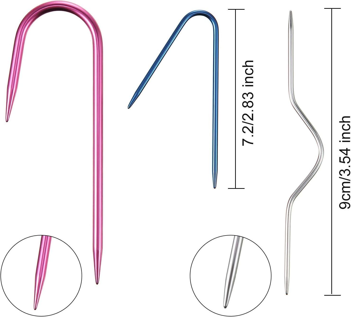 9-Piece Aluminum Cable Stitch Holders in Multiple Colors for Knitting Projects