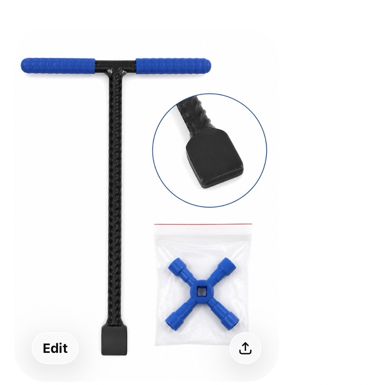 Topnix Water Meter Key T-Handle WMK-12-1 with 4-Way Utility Key
