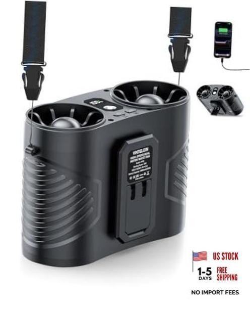 Dual Motor Wearable Waist Fan, 34000RPM Super Strong Airflow, 1 Black