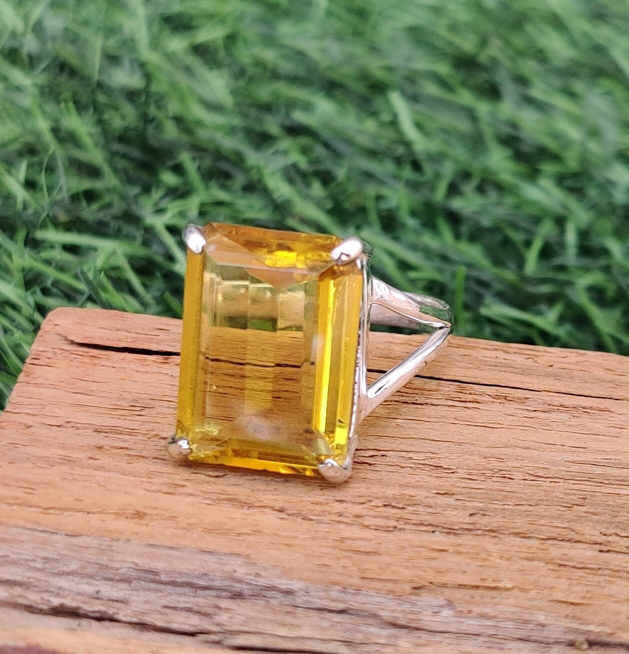 Citrine Gemstone Handmade 925 Solid Sterling Silver Jewelry Ring All Size SR61