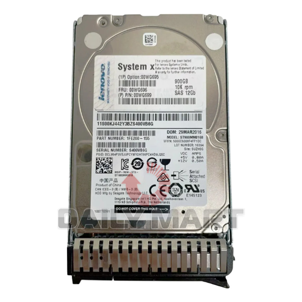 Used & Tested LENOVO 00WG696 Hard Disk Drive 900GB 12GB/s 10K 2.5" SAS