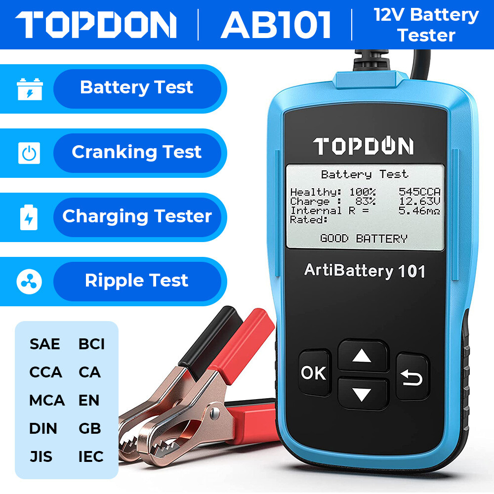🔥TOPDON AB101 12V Car Load Battery Tester Digital Analyzer Tester LCD Screen