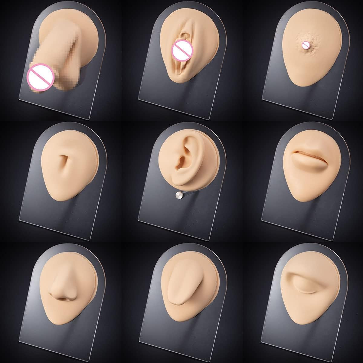 Silicone Piercing Practice Body Parts Displays Set Body Piercing Practice Model