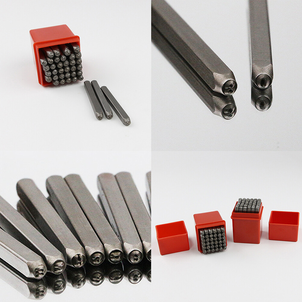 US 36 Piece 1/4" Steel Letter & Number Stamping Set Metal Stamp Alphabet Numeral