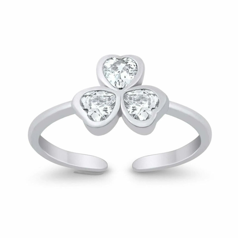 0.15Ct Heart Cut Simulated Diamond Adjustable Toe Ring 14K White Gold Plated