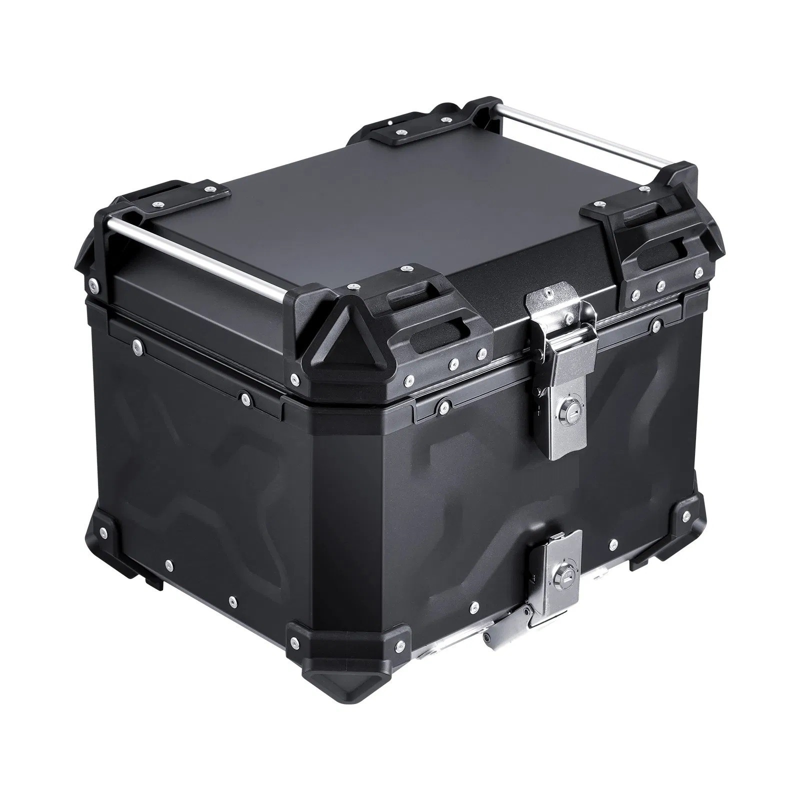 Motorcycle Top Case, Universal Aluminum Alloy Motorbike Tail Box with Leather