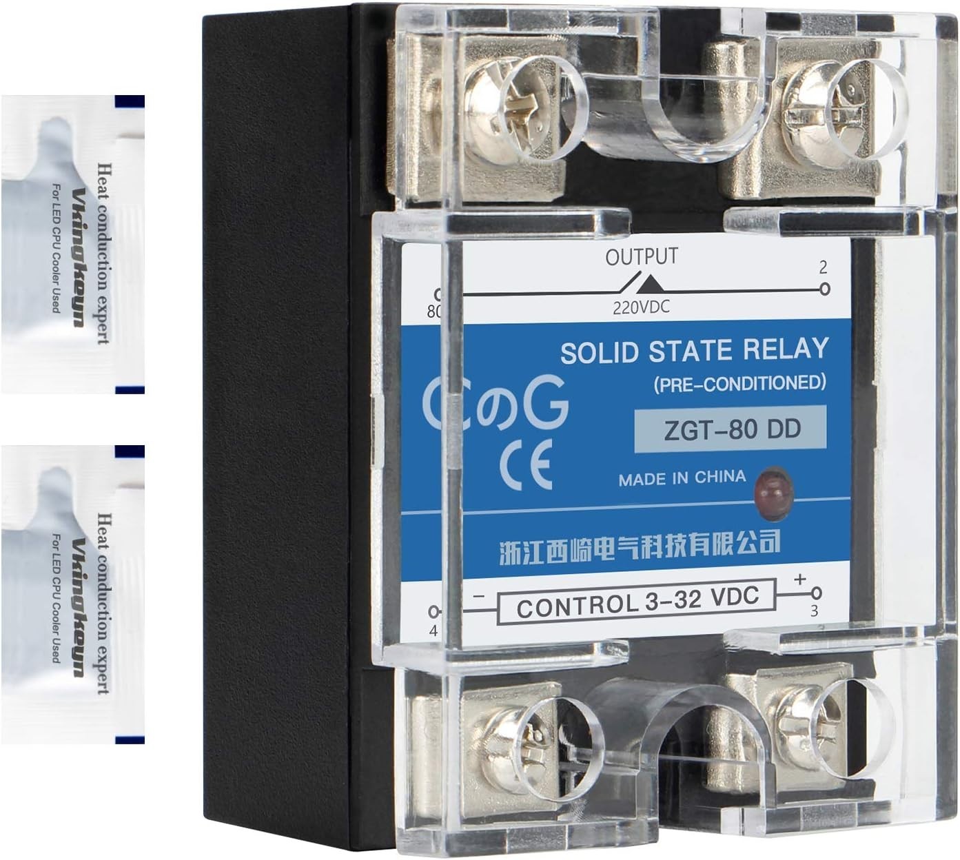 High Performance Solid State Relay SSR-80DD: DC Input 3-32VDC to Output 5-240VDC