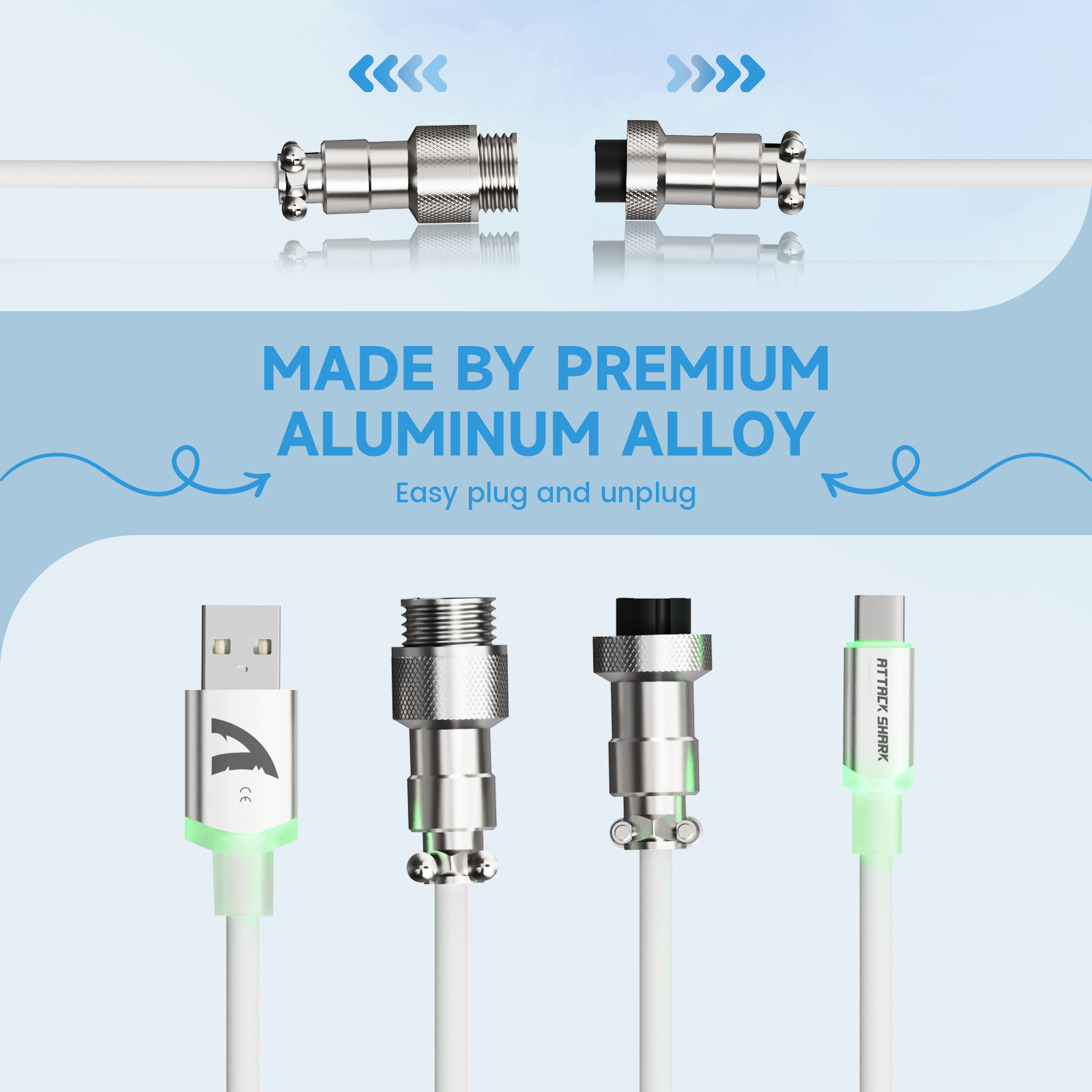 ATTACK SHARK C01 ULTRA Custom Coiled USB-C Cable for Keyboard/Mouse, RGB Light