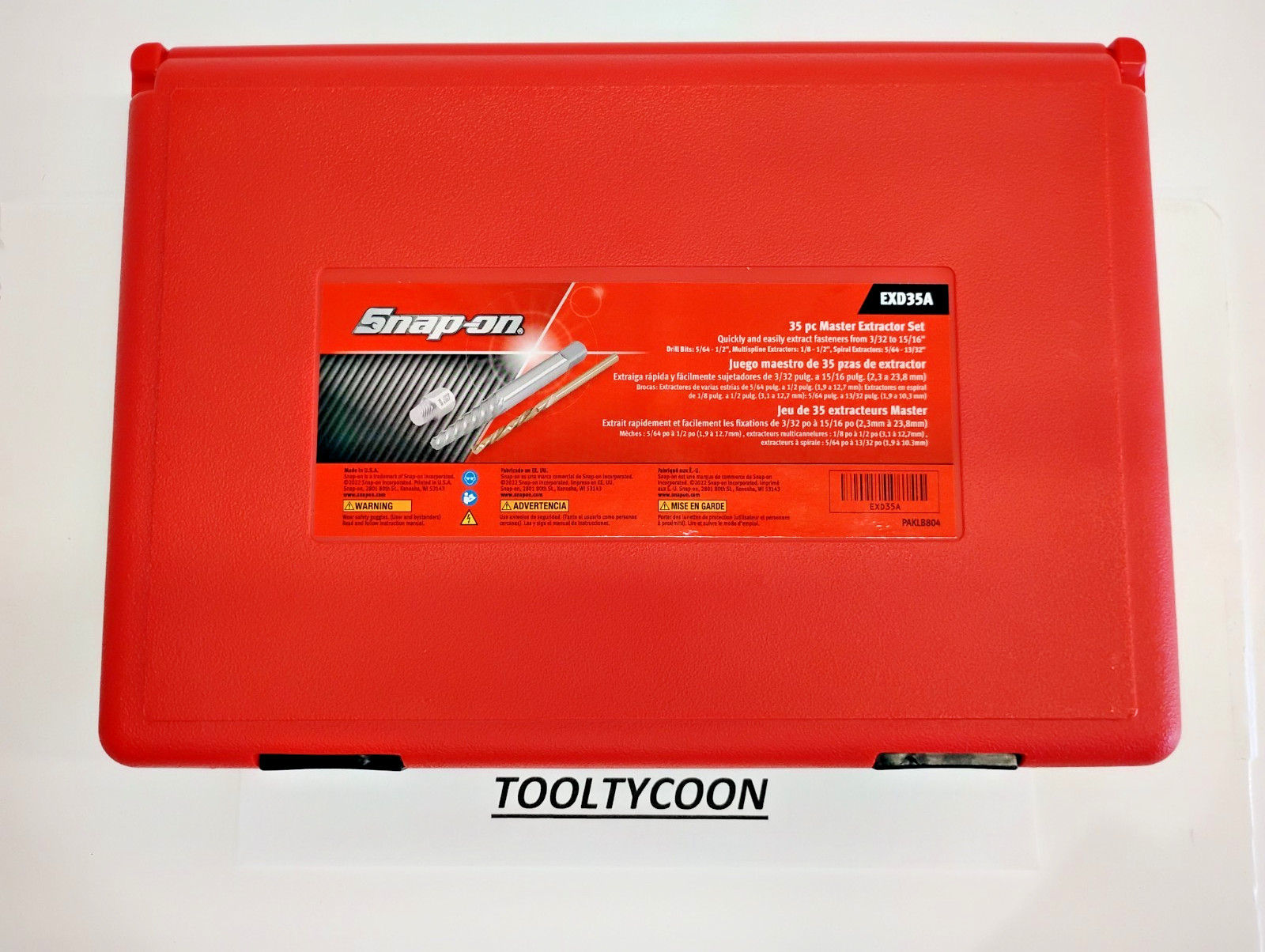 Snap-On Tools USA NEW Extractor Set 3pc W/ Left Hand Dtill Bits EXD35A