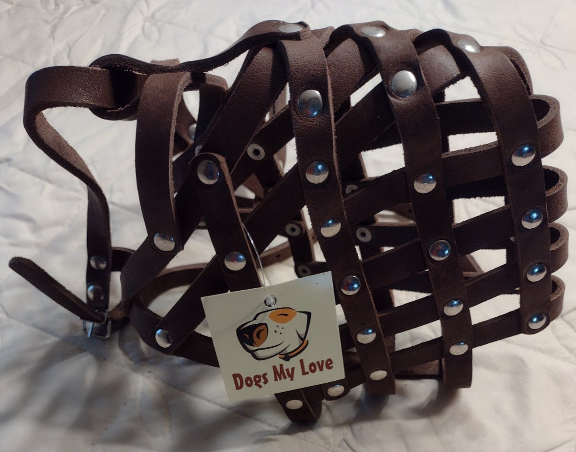Genuine Leather Basket Dog Muzzle Mastiff Saint Bernard Great Dane