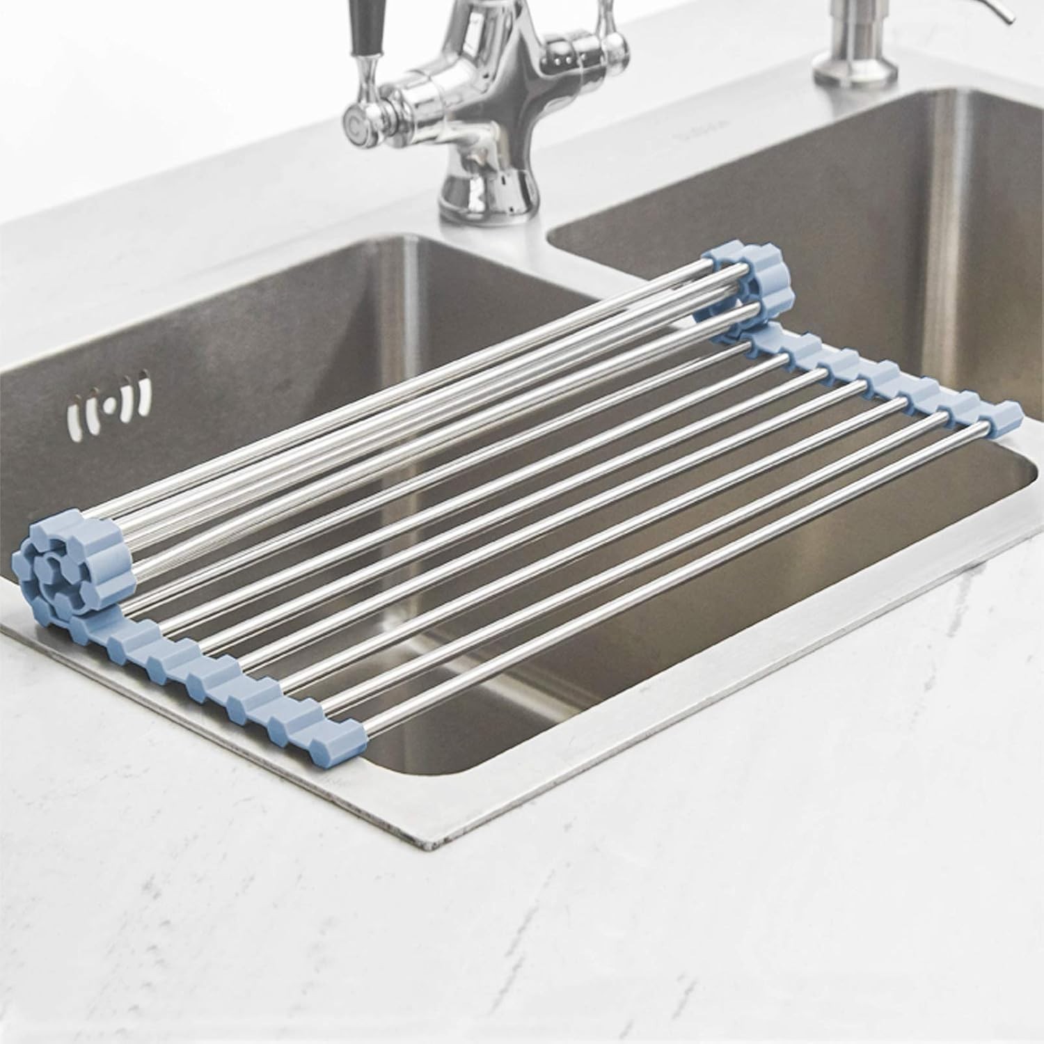 Over The Sink Dish Drying Rack, Roll Up Dish Drying Rack Kitchen Dish Rack Stain