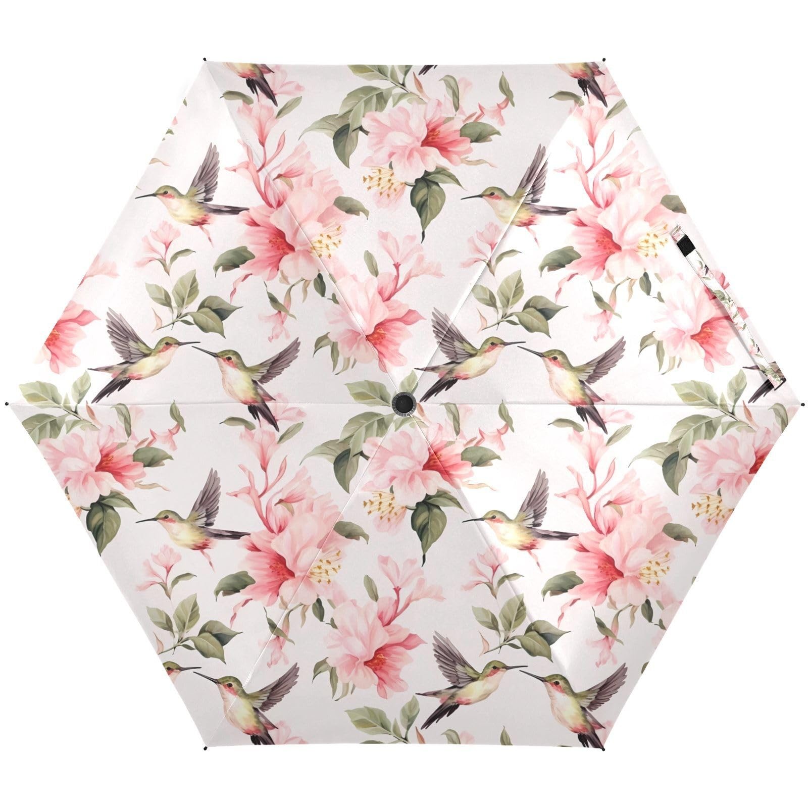 Mini Travel Umbrellas for Rain Cherry Blossom Hummingbird, Small Umbrella Com...