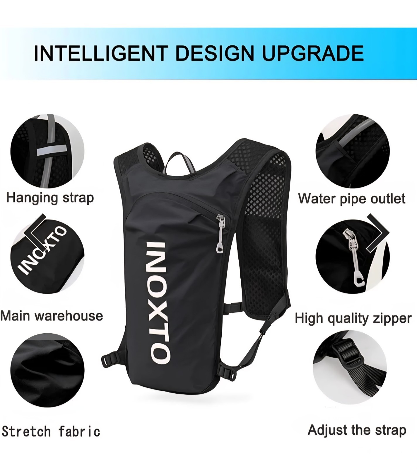 INOXTO Phantom - Featherweight Running Hydration Vest Like Camel Pack Drinking