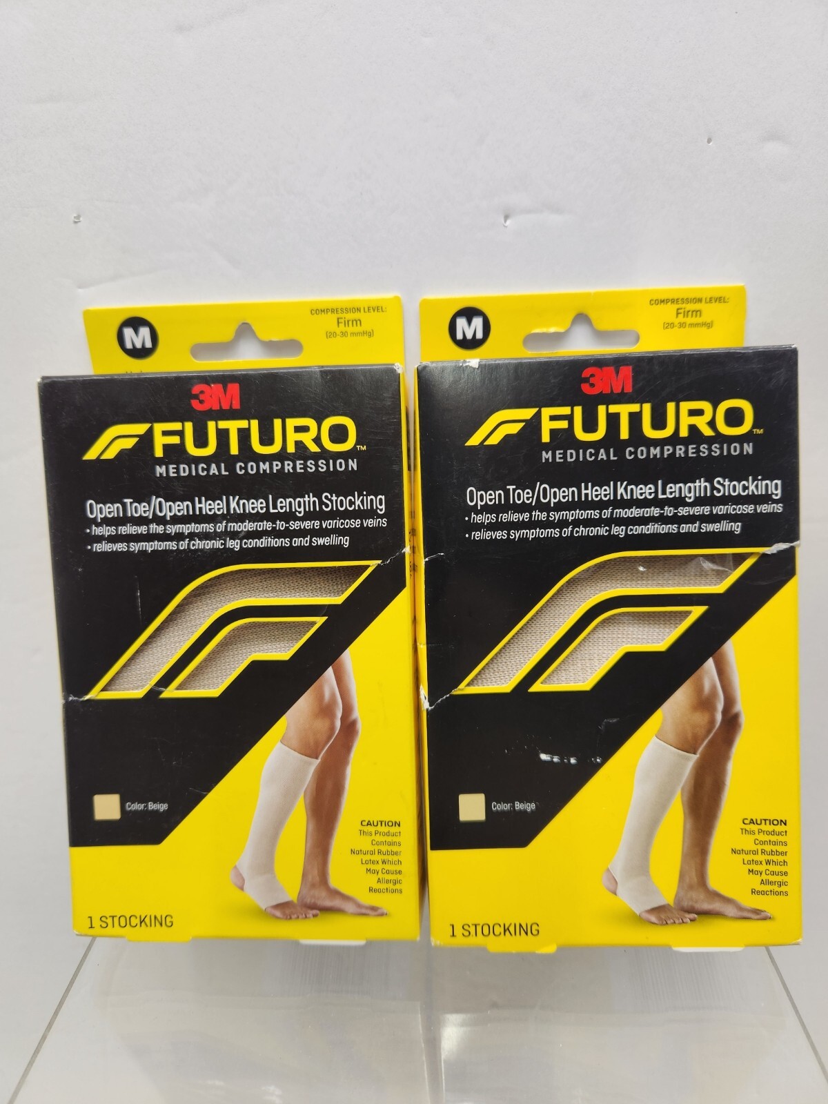 2-Futuro Open Toe/Heel Knee Length Compression Stocking Unisex Beige. MEDIUM